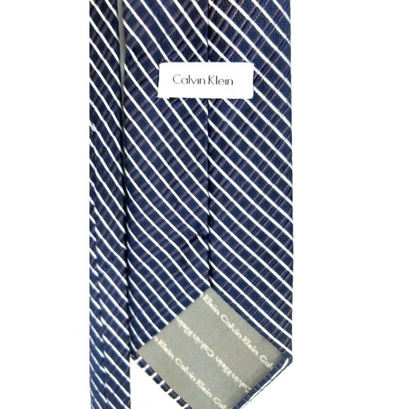 Calvin Klein black and silver striped silk necktie - Picture 2 of 3
